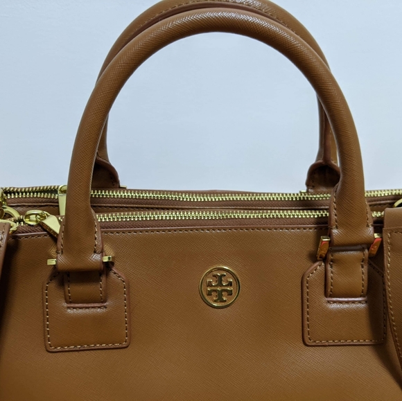 Tory Burch Brown Leather Double Zip Robinson Bag - Picture 8 of 9